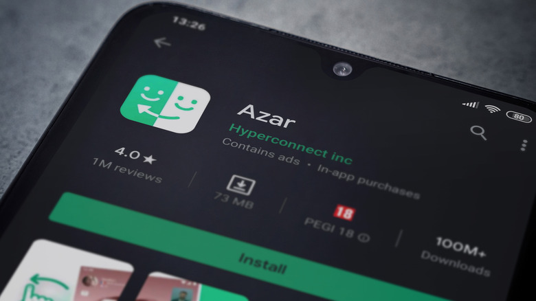 Azar app open on phone