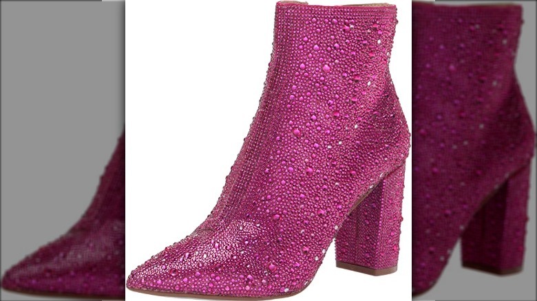 Pink boot with pink rhinestones