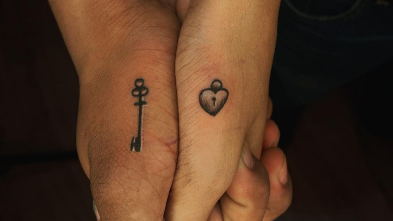 matching lock and key tattoo