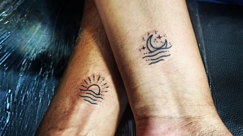 Sun and moon friendship tattoos