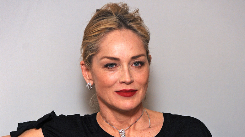 Sharon Stone dressed up and smiling