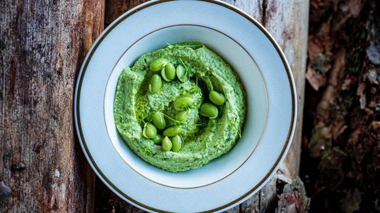 Edamame hummus in a bowl