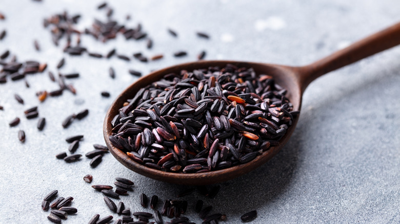 Wild rice in a spoon