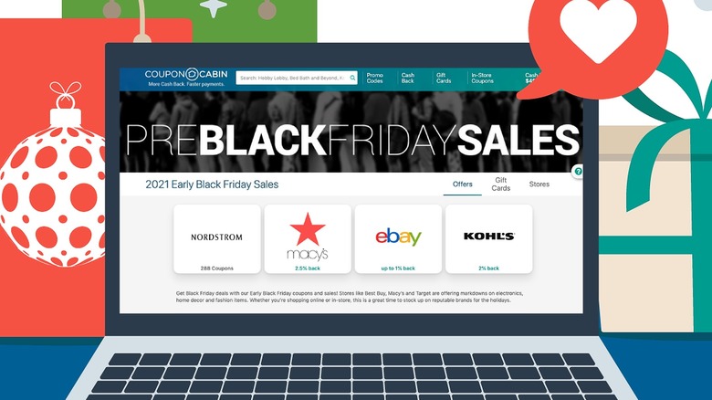 Coupon Cabin webpage for Pre Black Friday sales