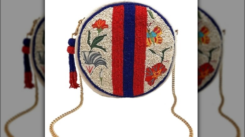 Circular handbag with colorful beadwork