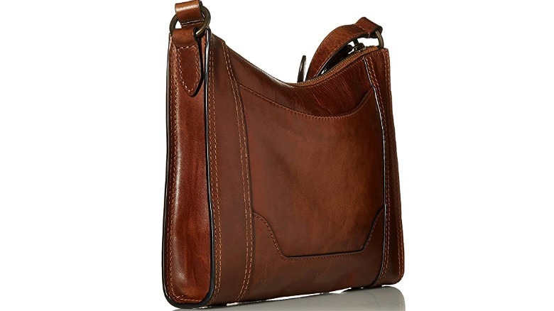 Dark brown leather handbag