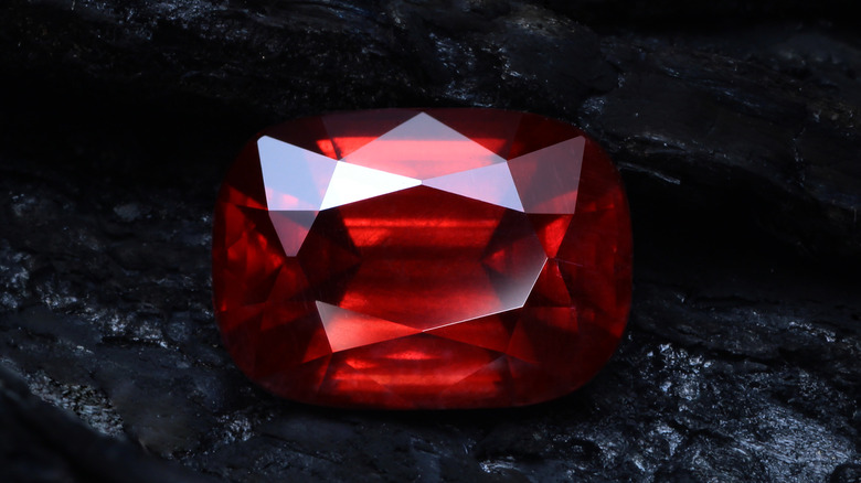 garnet stone on black background