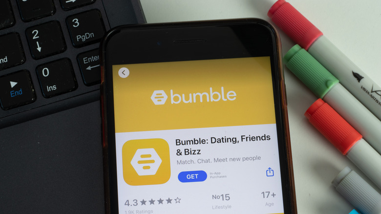 Smartphone displaying Bumble app