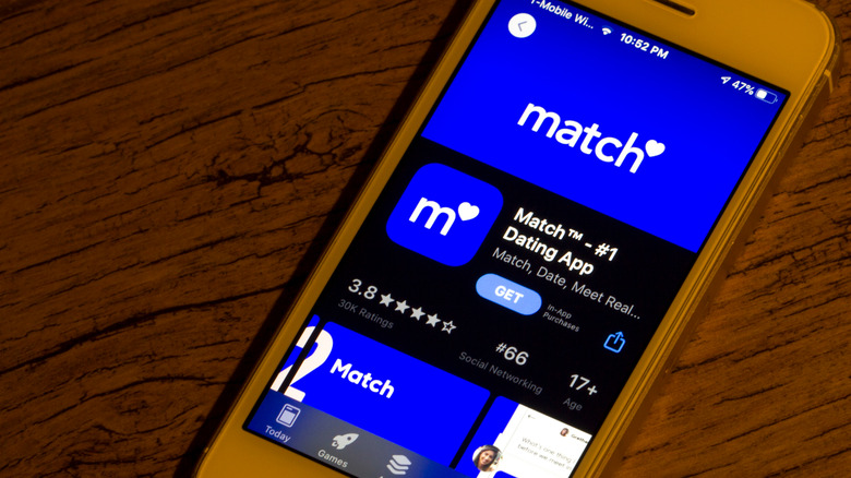 Smartphone displaying the Match app