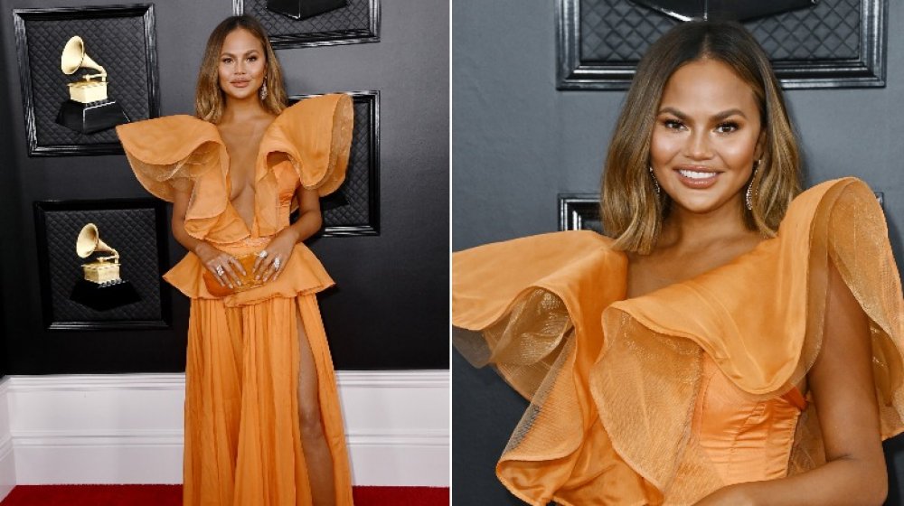 Chrissy Teigen at the 2020 Grammy Awards