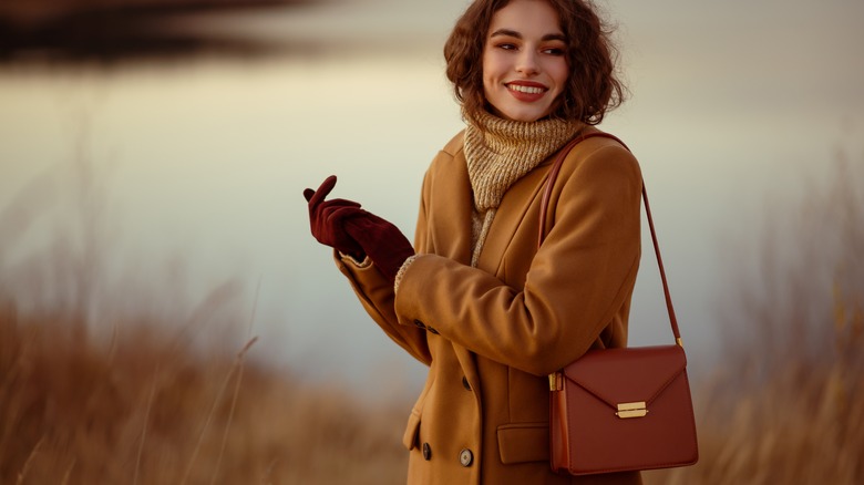 Woman in earthy fall colors