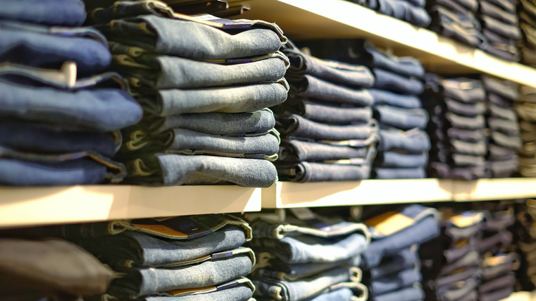Jeans on store shelf