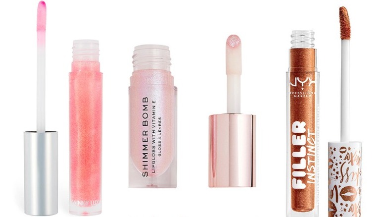 Three different glitter lip gloss options