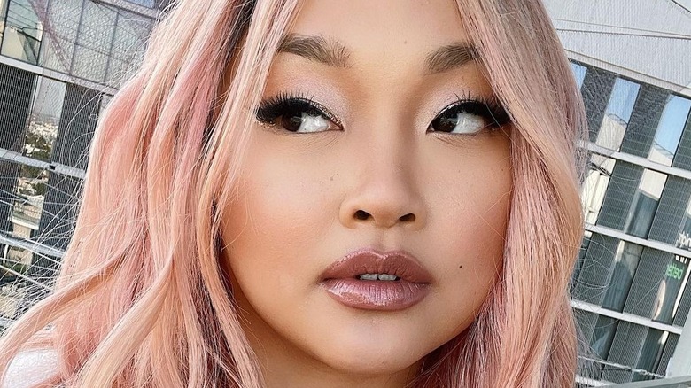 Lana Condor with pink hair