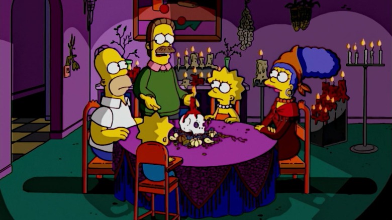 A screenshot of a Halloween-themed "The Simpsons" episode