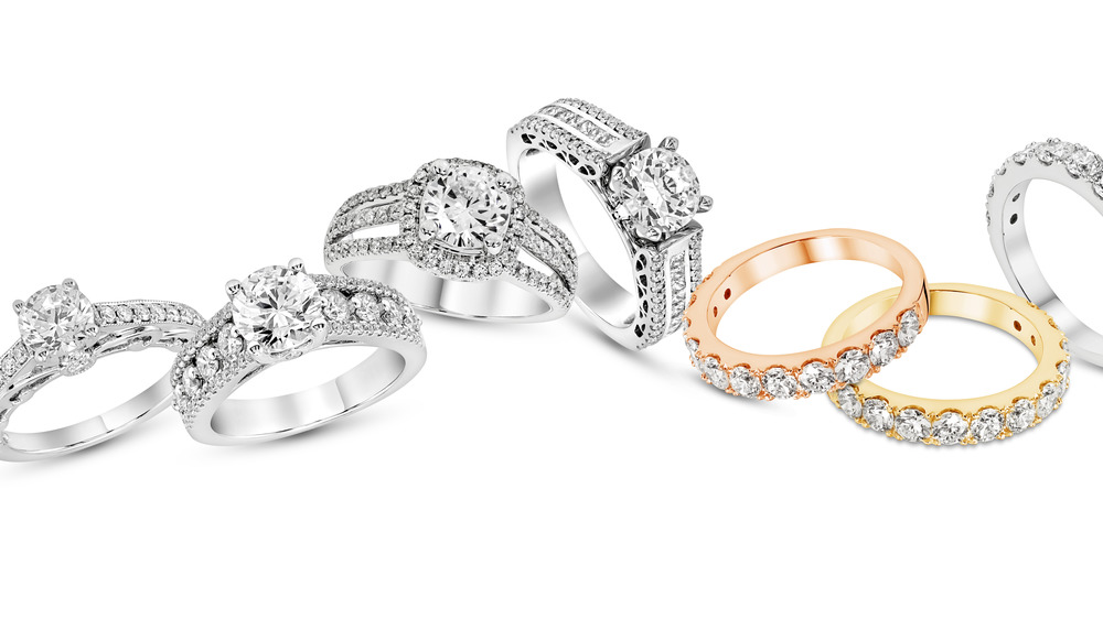 Silver and gold diamond rings