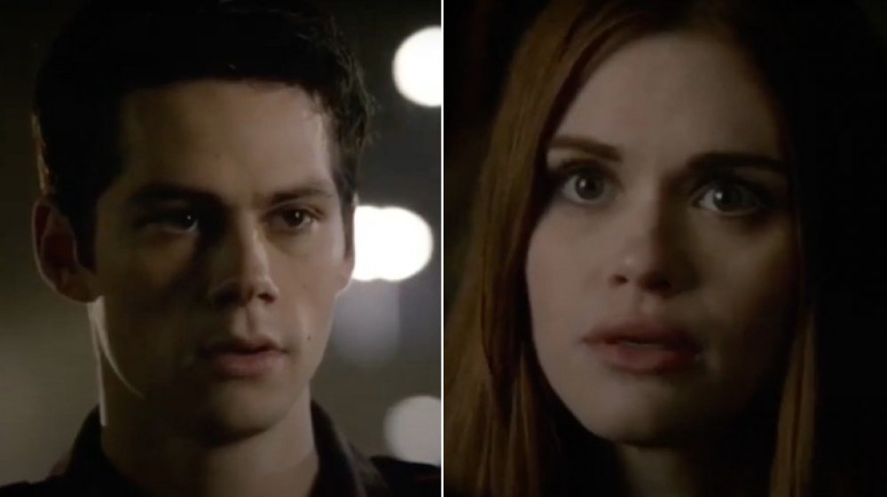 Dylan O'Brien and Holland Roden, who share an unscripted kiss on Teen Wolf