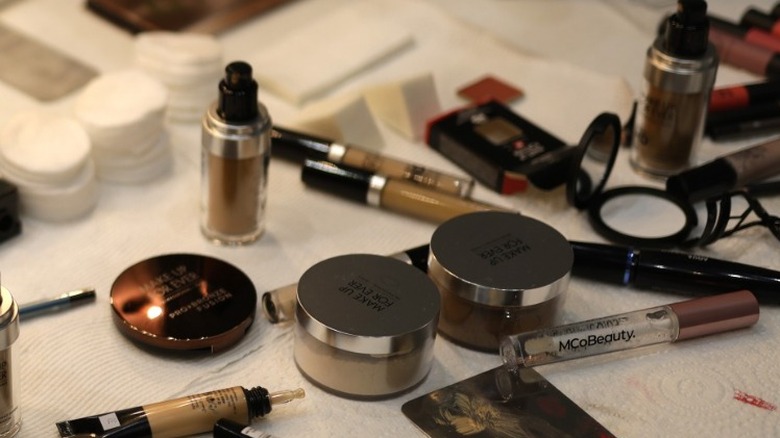 Makeup products on a table