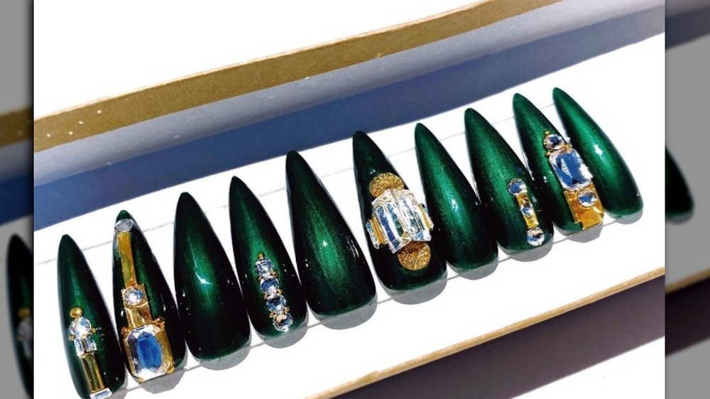 Nail designs with jeweled accents