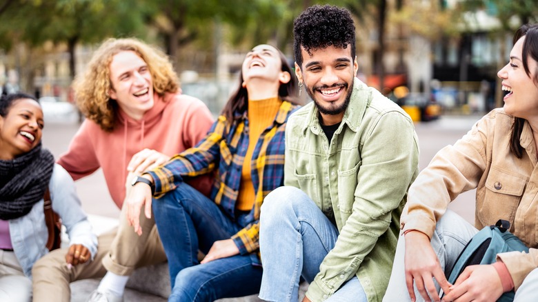 Friends laughing together