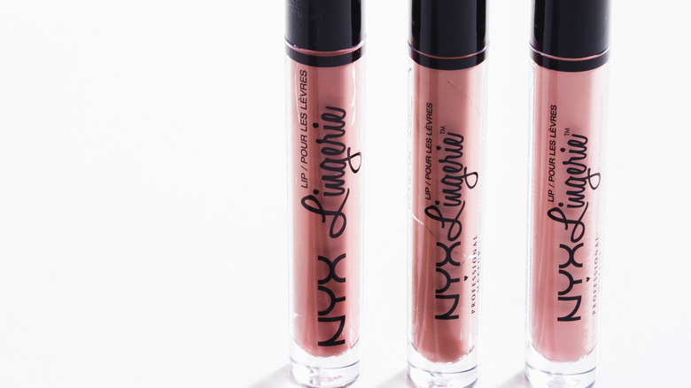 Three shades of NYX Lip Lingerie Liquid Lipstick