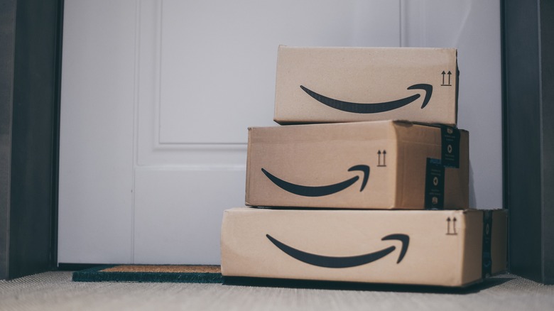 Amazon packages at a doorstep