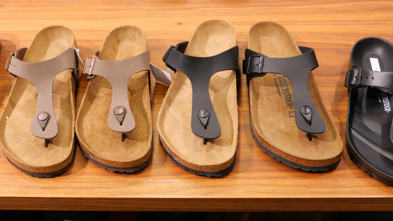 Birkenstock sandals on display