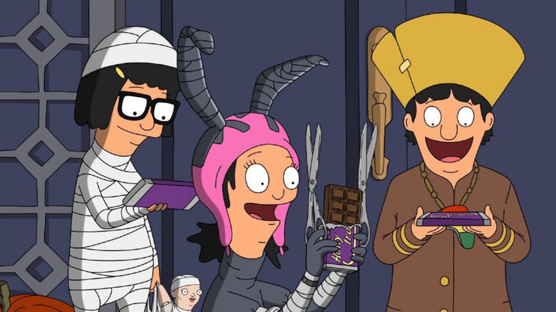 Bob's Burgers Halloween episode with full bars of chocolate for kids