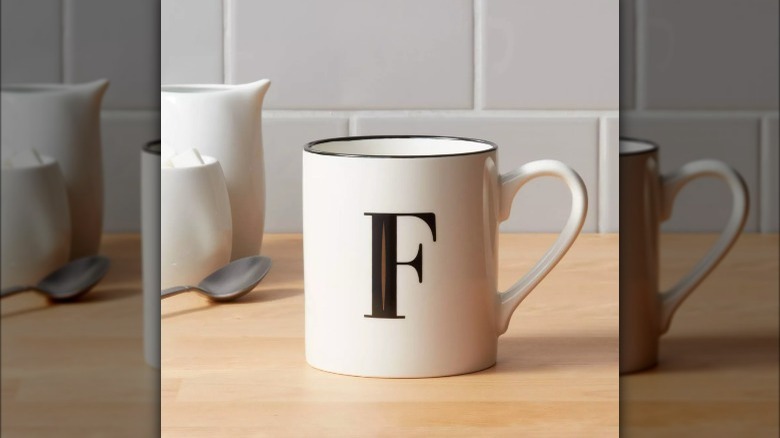 Coffee mug with the letter A on it