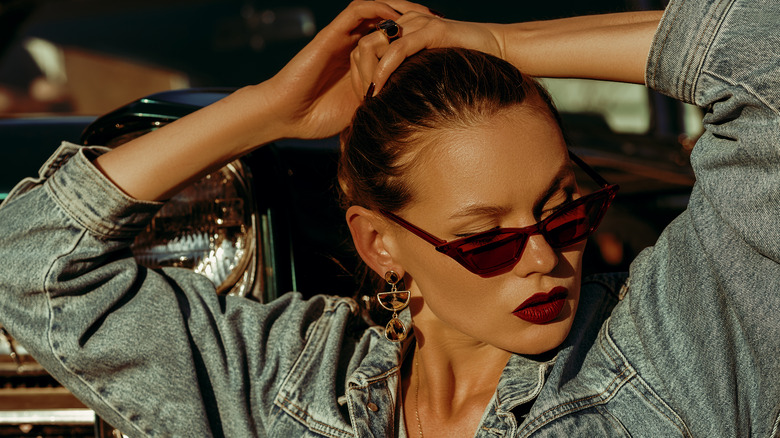 Woman wearing cat-eye glasses