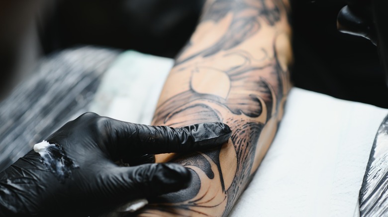 A black shaded tattoo