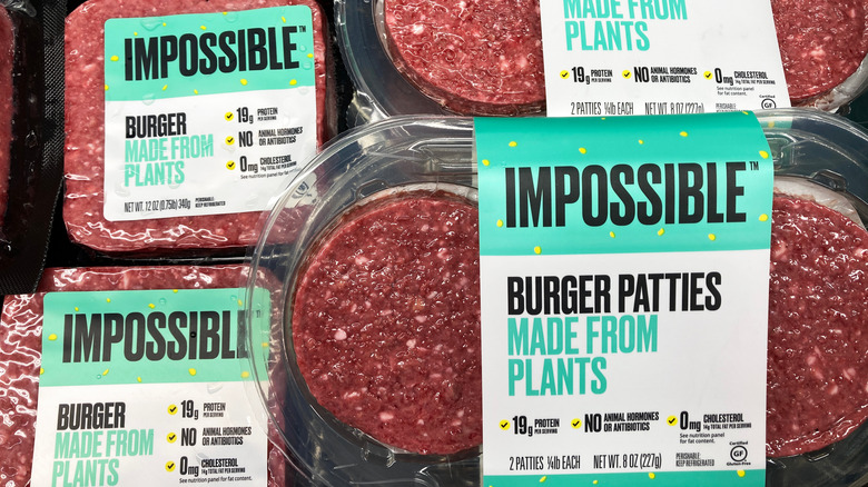 Impossible ground burger and patties in packaging 