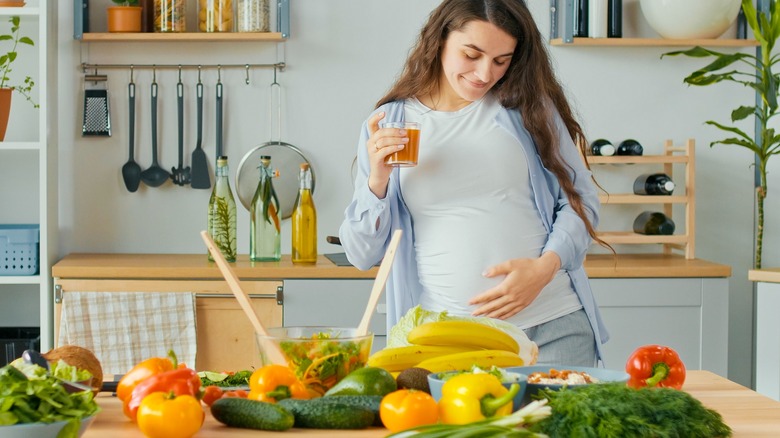 pregnant woman's fresh produce