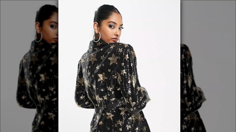 Asos model wears starry oversized blazer