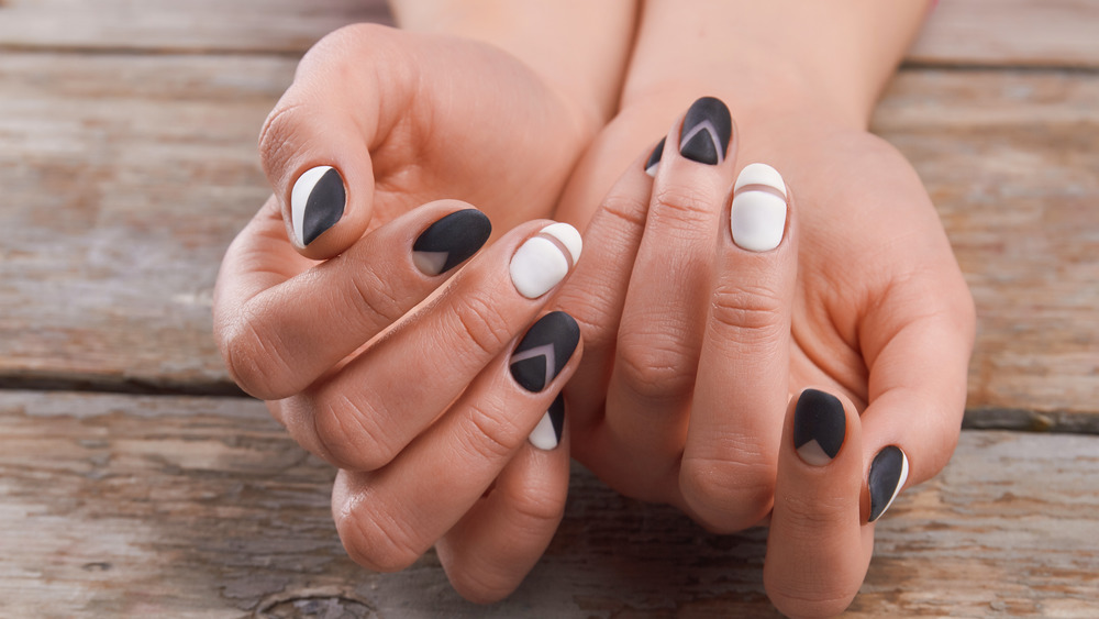 black and white nail polish 