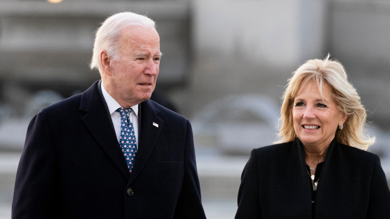 Jill and Joe Biden walking together 