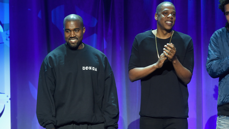 Kanye West and Jay-Z performing