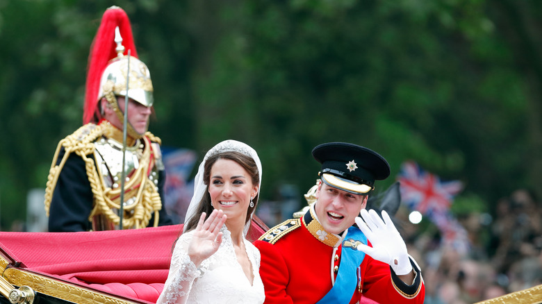 Kate Middleton and Prince William in their wedding procession