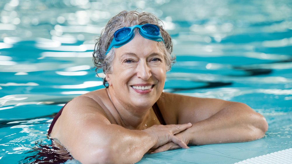 senior woman in pool