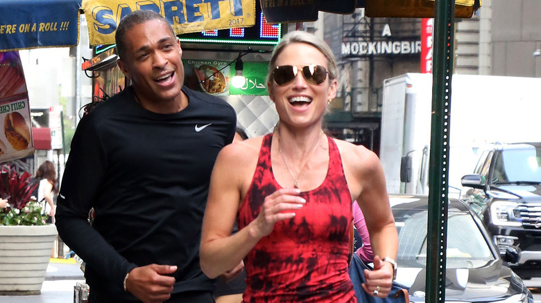 T.J. Holmes and Amy Robach jogging 