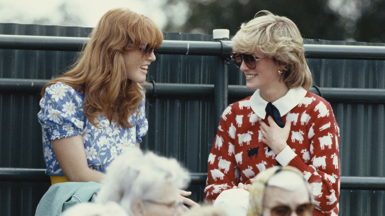 Sarah Ferguson and Princess Diana talking