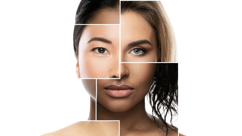 Composite image of various facial features from women of different races put together