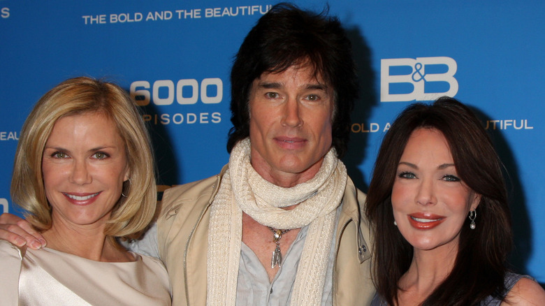 Katherine Kelly Lang, Ronn Moss, and Hunter Tylo posing