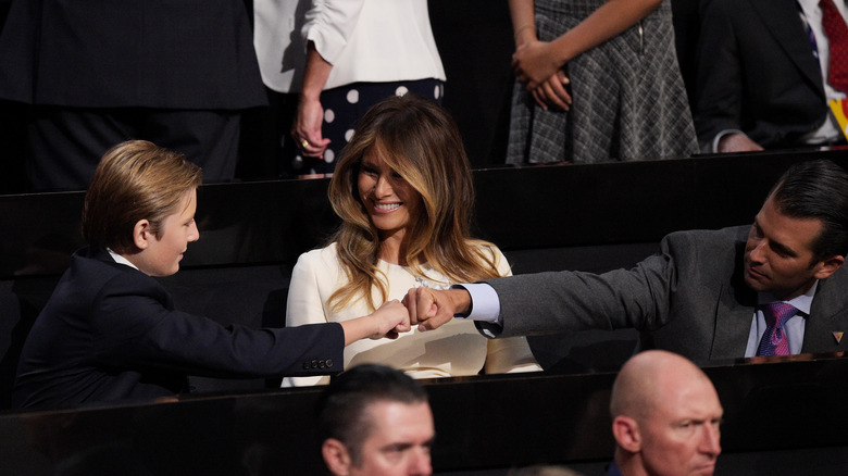 Barron, Melania, and Donald Trump Jr at a Republican National Convention 