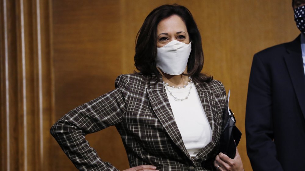 Kamala Harris in plaid blazer