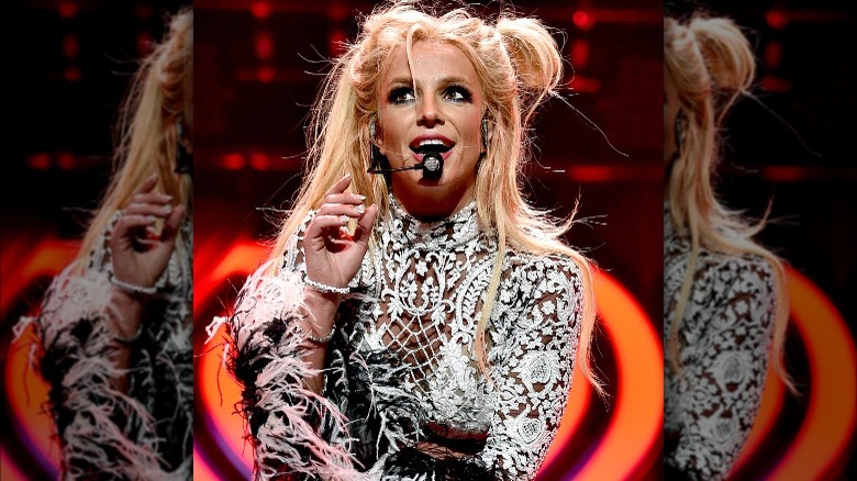 Britney Spears smiling during performance