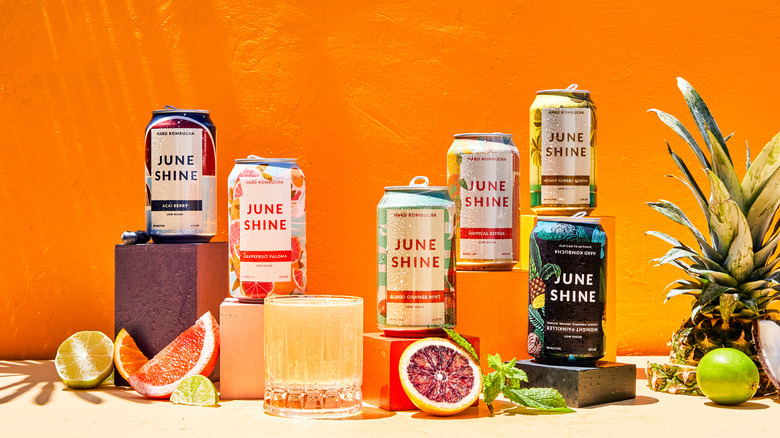 Brightly colored canned cocktails