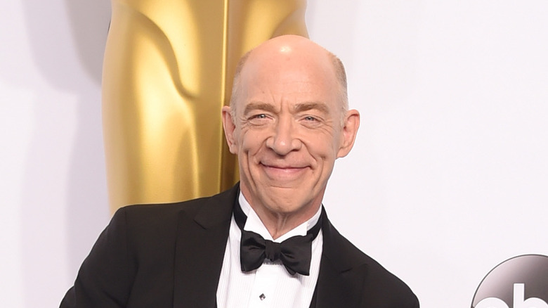 J.K. Simmons poses with his Oscar