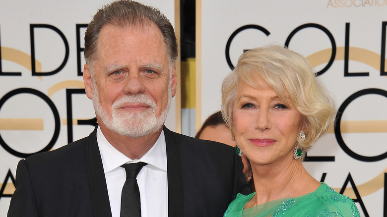 Taylor Hackford and Helen Mirren posing 