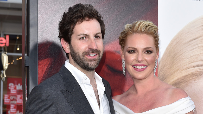 Katherine Heigl in white dress with Josh Kelley